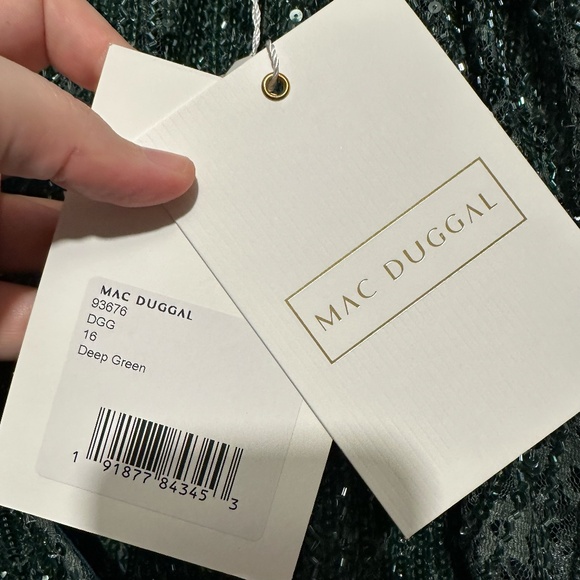 NWT Mac Duggal Beaded Lace Long Sleeve Midi Dress - size 16 - Picture 8 of 8